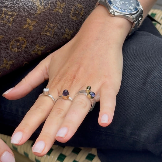 HANDMADE - Silver and gold w. amethyst