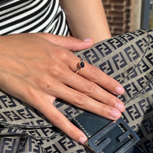 HANDMADE - Silver and gold w. dark amethyst