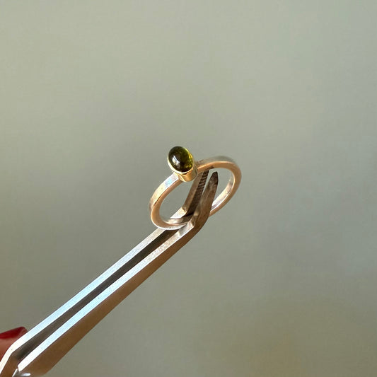 HANDMADE - Silver and gold w. green gemstone